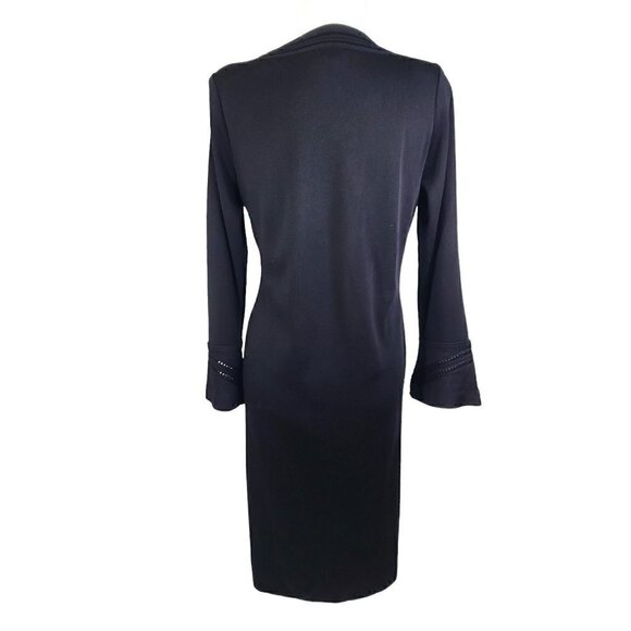 𝅺EXCLUSIVELY Misook Black Long Bell Sleeve Maxi Dress Stretch - Picture 3 of 7